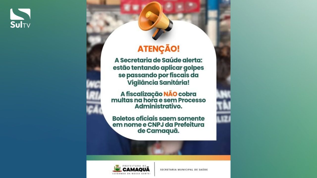 Alerta em Camaquã: falsos fiscais da Vigilância Sanitária tentam cobrar multas