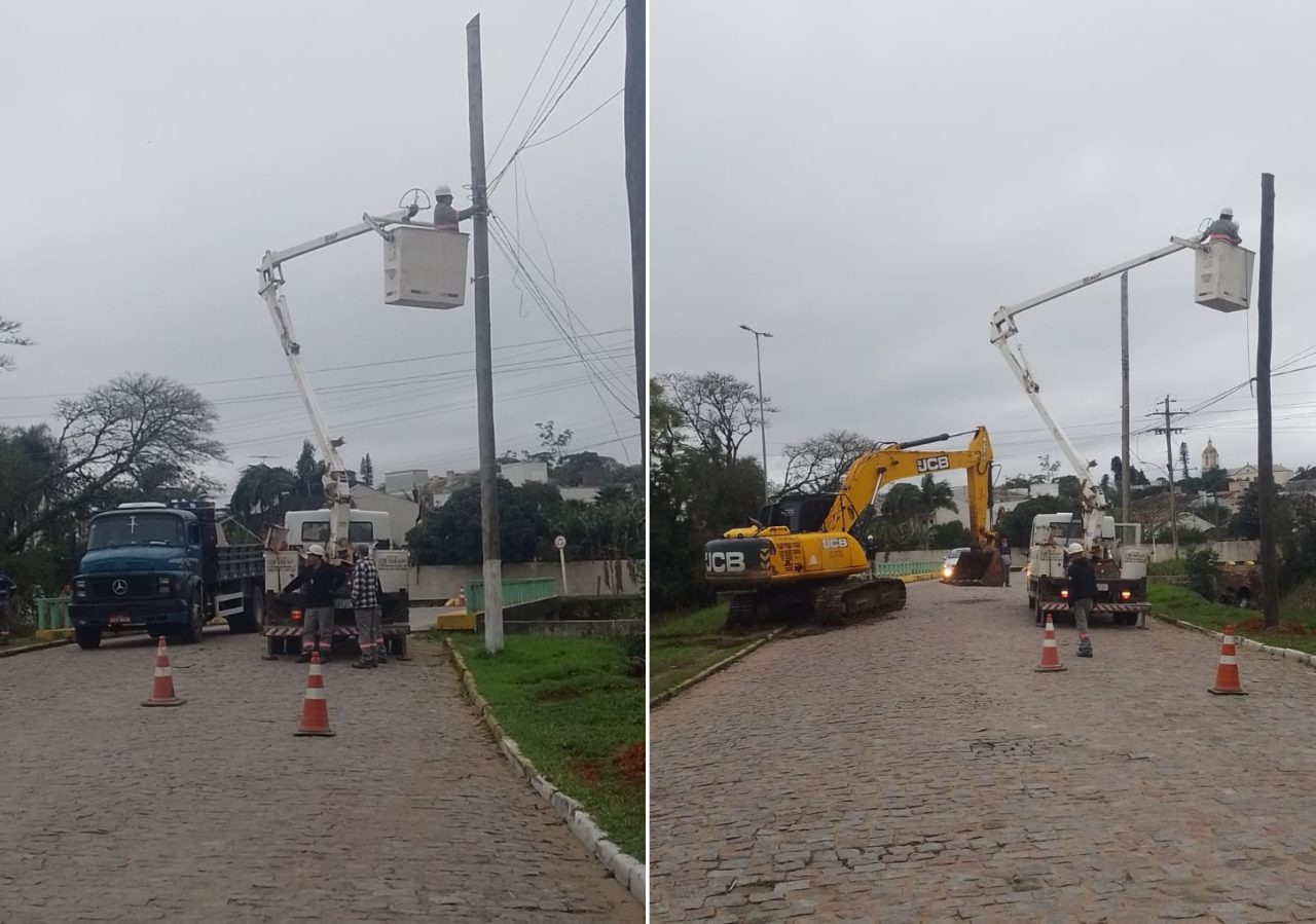 Camaquã inicia realocação de postes para ampliar ponte do CTG e conter alagamentos