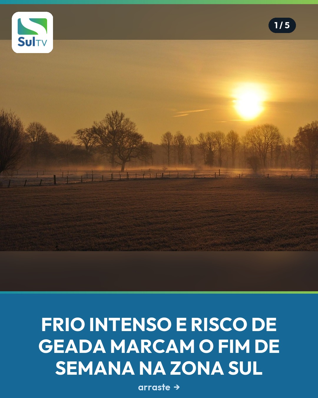 Massa de ar seco derruba temperaturas e mínimas podem chegar a 1°C no sábado