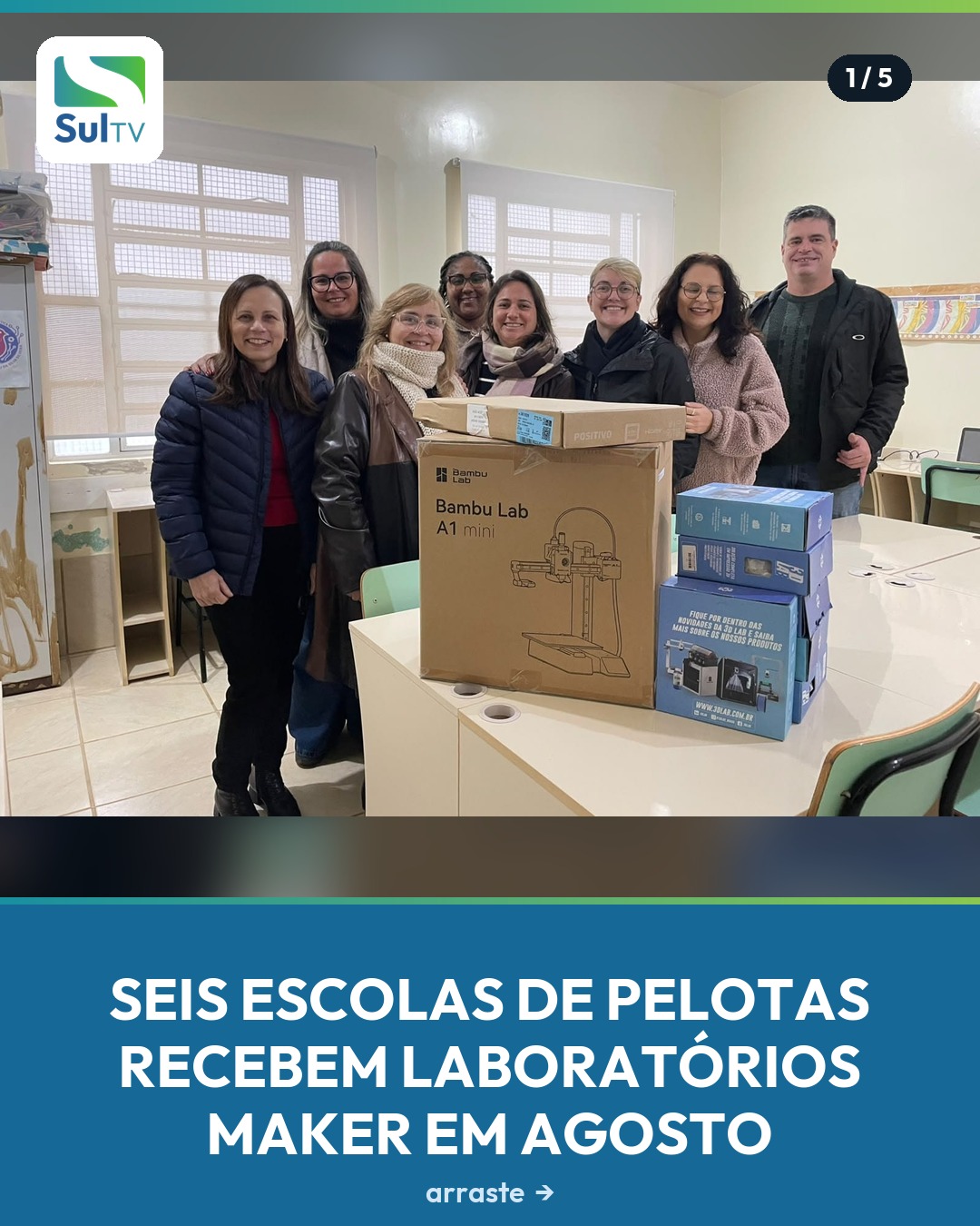 Seis escolas municipais de Pelotas ganham laboratórios de cultura maker com impressora 3D, corte a laser e kits de elet…