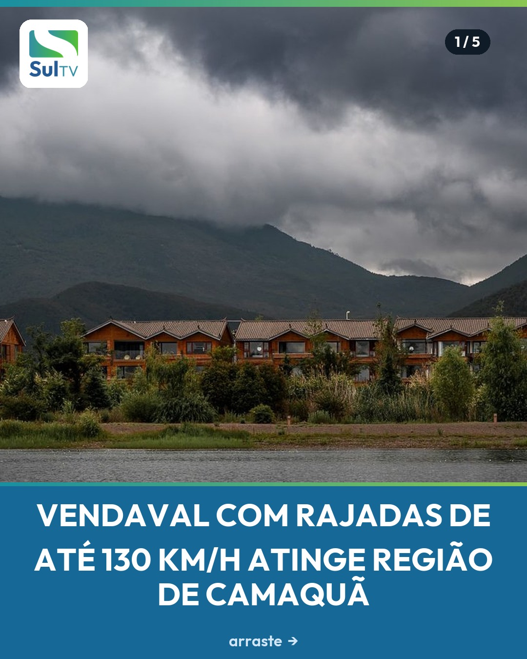 Vendavais de até 130 km/h podem atingir Camaquã e a região entre esta quinta-feira (6) e sexta-feira (7).
