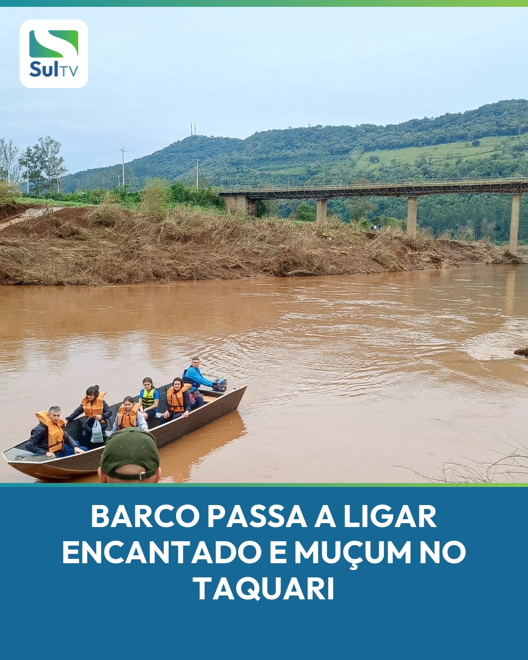 Enquanto a ponte da ERS-129 segue bloqueada, moradores de Encantado e Muçum já contam com uma travessia de barco pelo R…