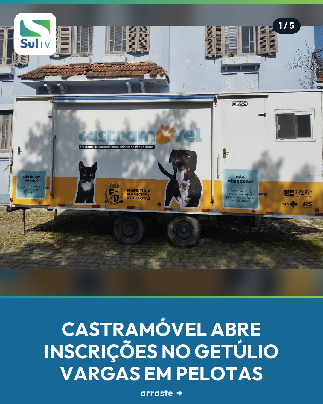 Castração gratuita para cães e gatos chega ao Getúlio Vargas, em Pelotas.