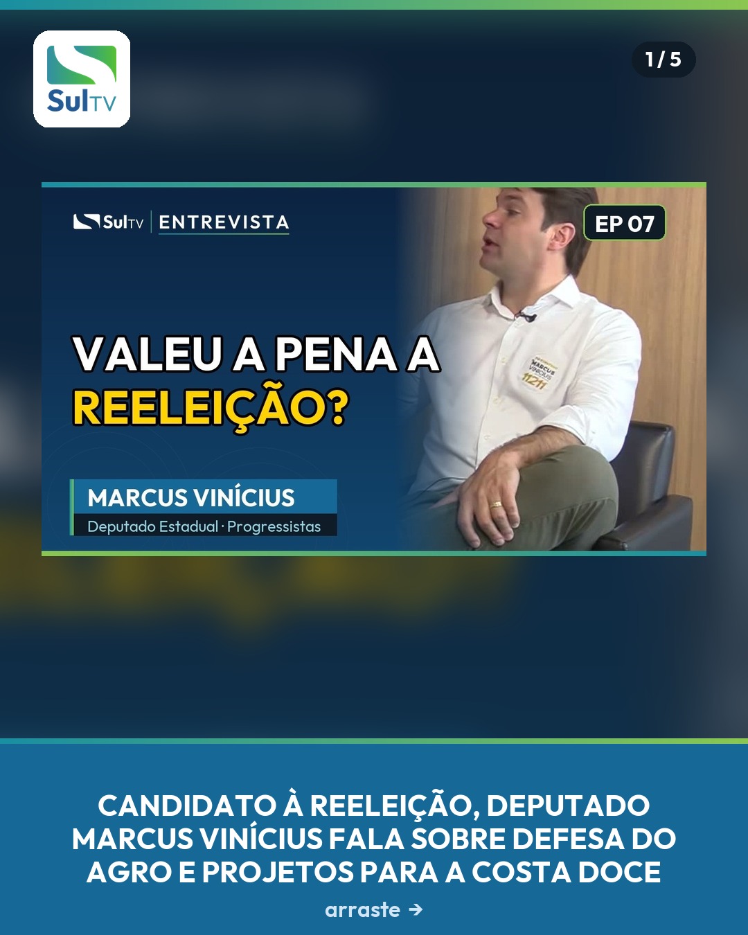 Em entrevista à SulTV, deputado estadual do PP relembra embate contra pedágios e leilão de arroz importado e detalha pr…