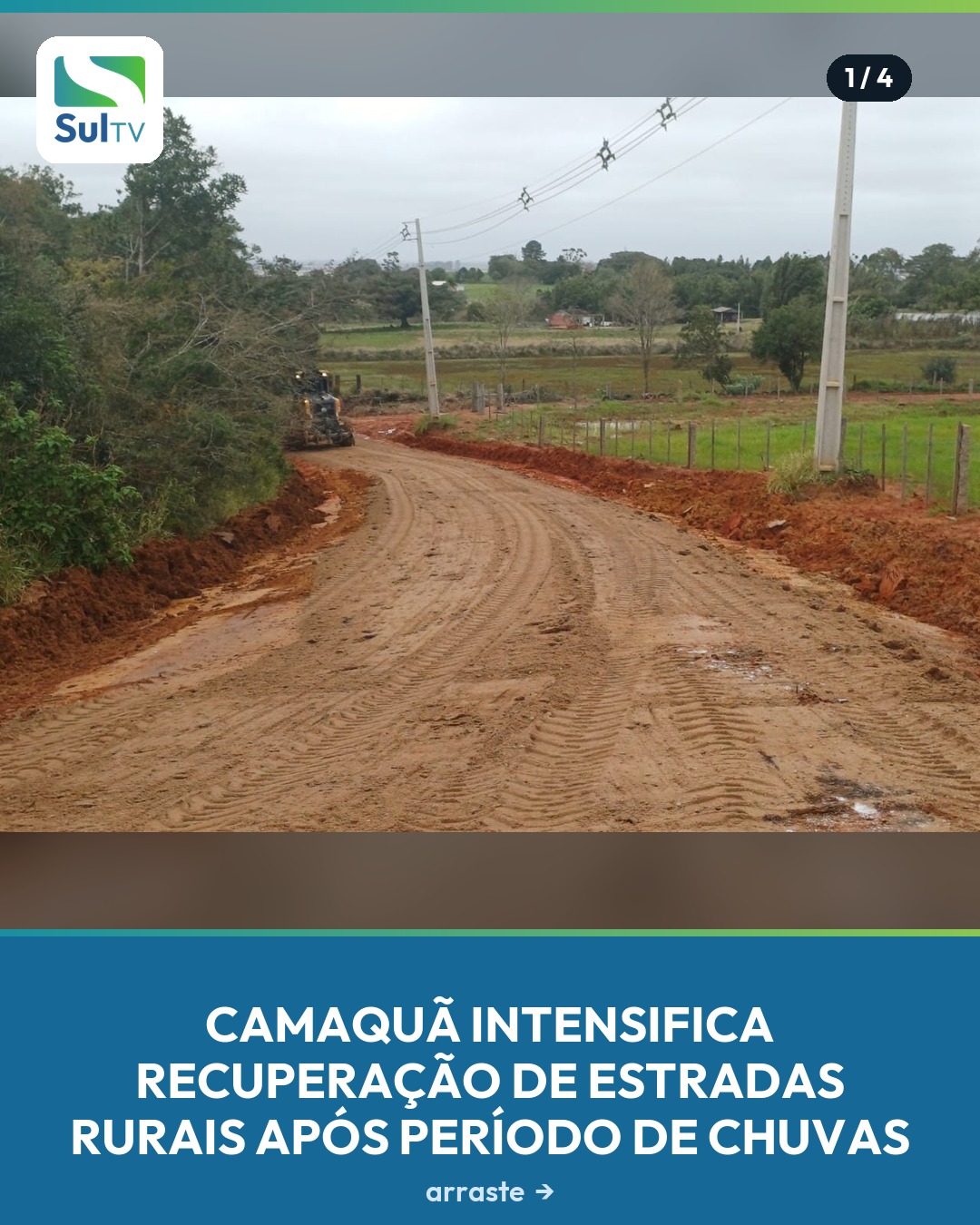 Equipes atuaram na estrada do Capitão Jango com raspagem de barro e reforço de cascalho para garantir trafegabilidade