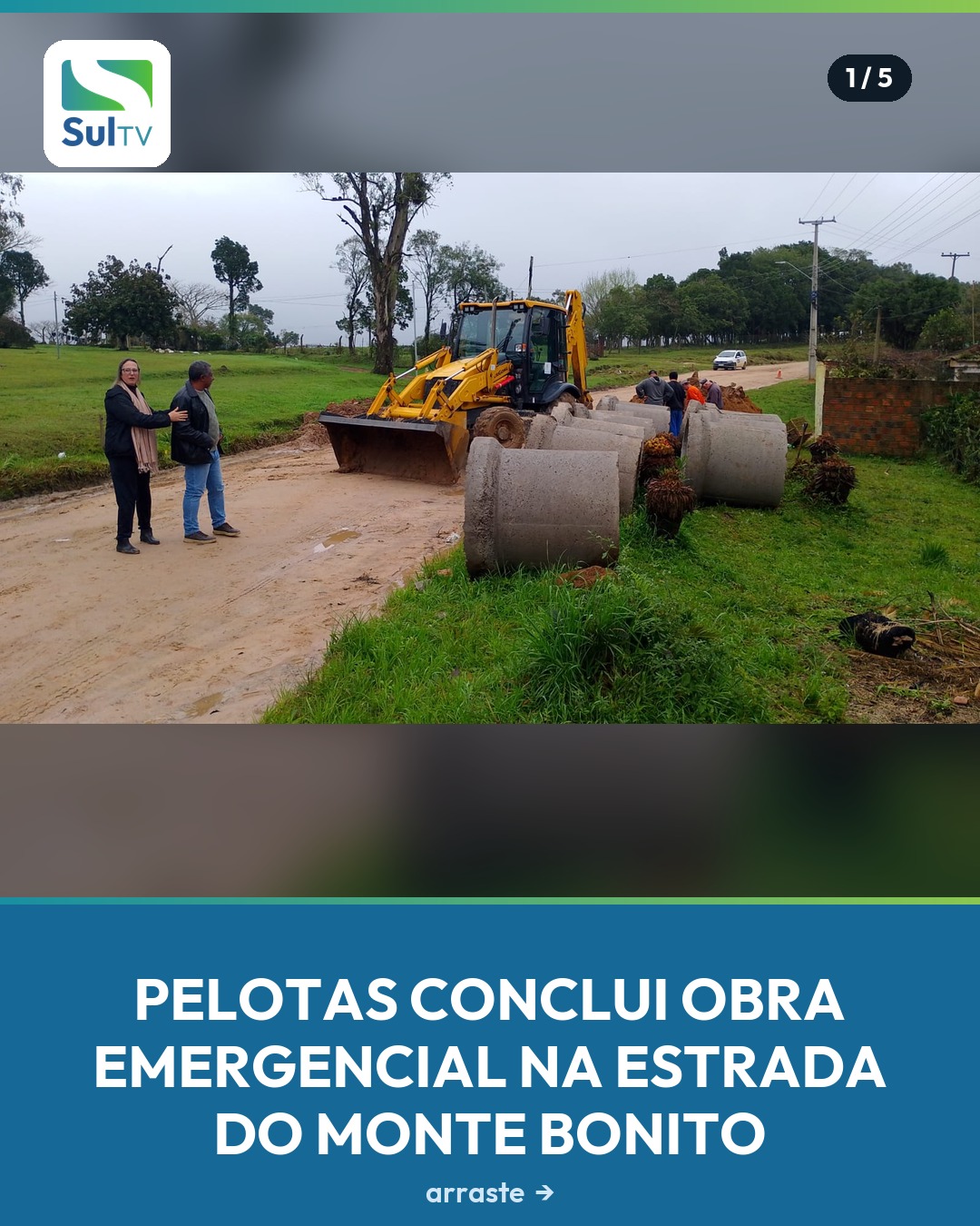 Trânsito bloqueado por um bueiro quebrado na estrada do Monte Bonito foi liberado neste sábado (29), em Pelotas.