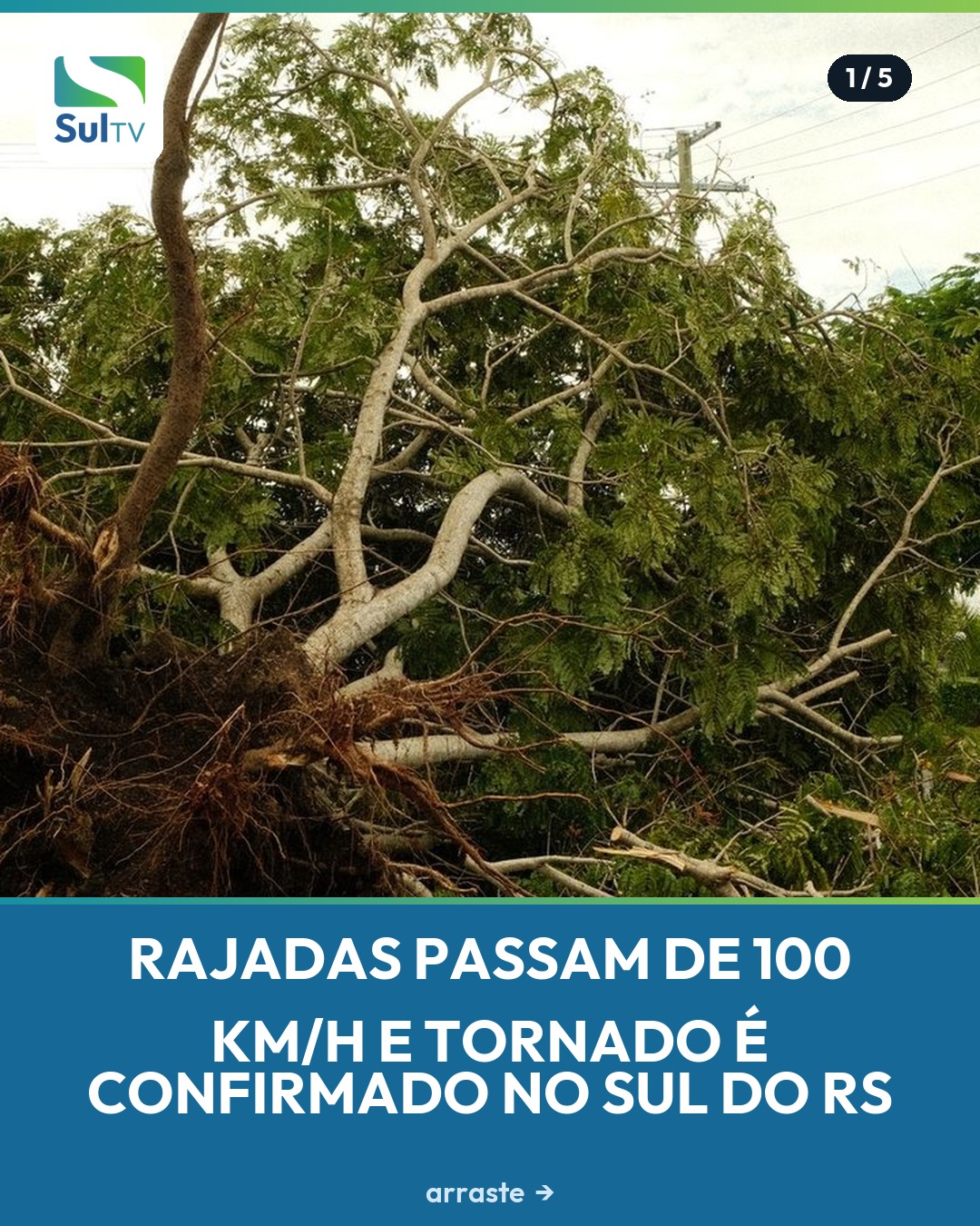 Rajadas de vento passaram de 100 km/h em pelo menos dez municípios do Rio Grande do Sul entre a noite de quinta e a mad…