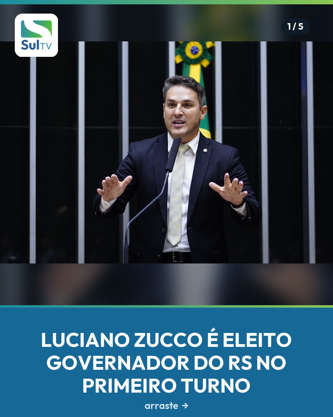 Vitória matemática do candidato foi confirmada no início da noite deste domingo, antes do fim da apuração.