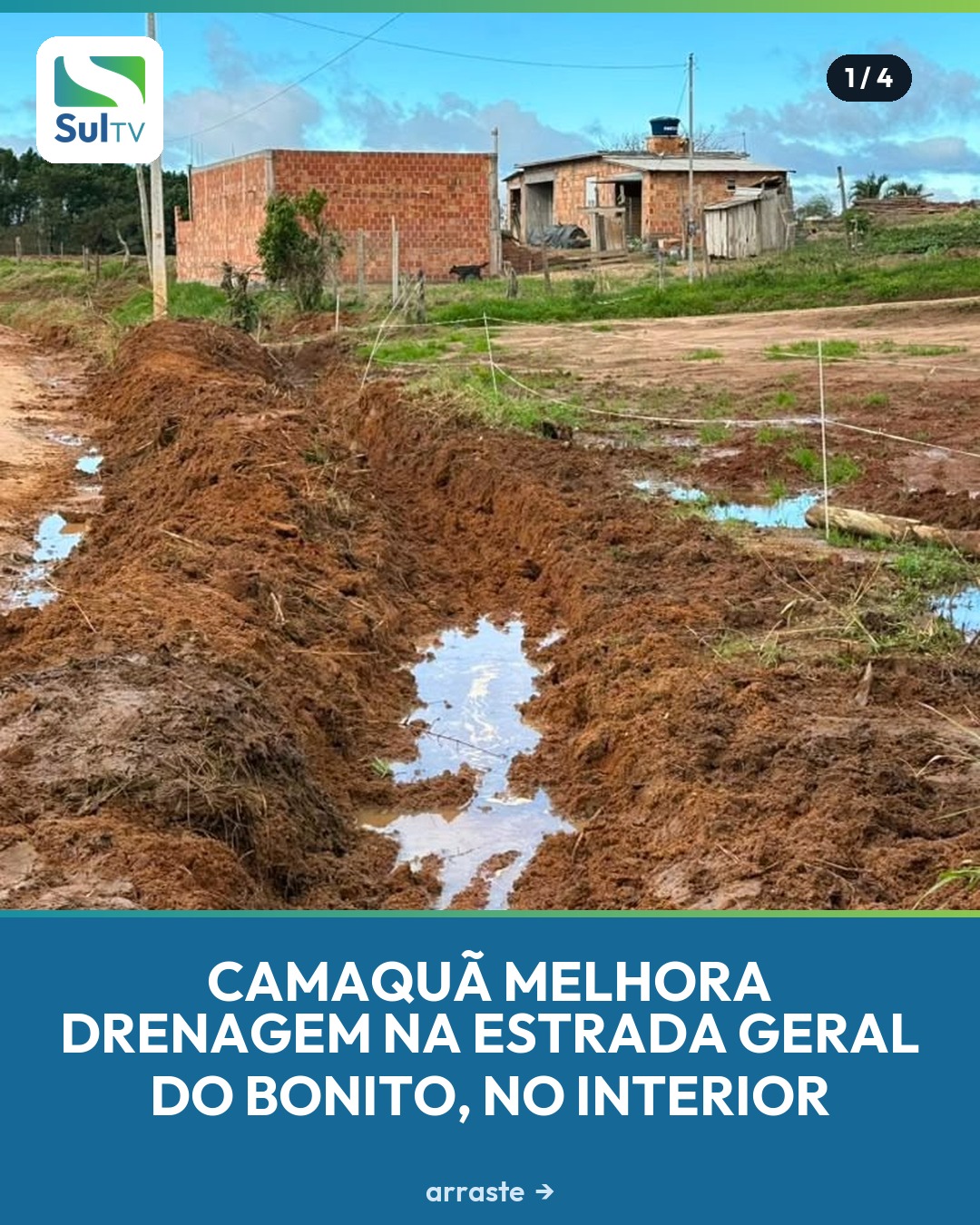 Obra amplia o escoamento da água da chuva e busca preservar a trafegabilidade da via rural.