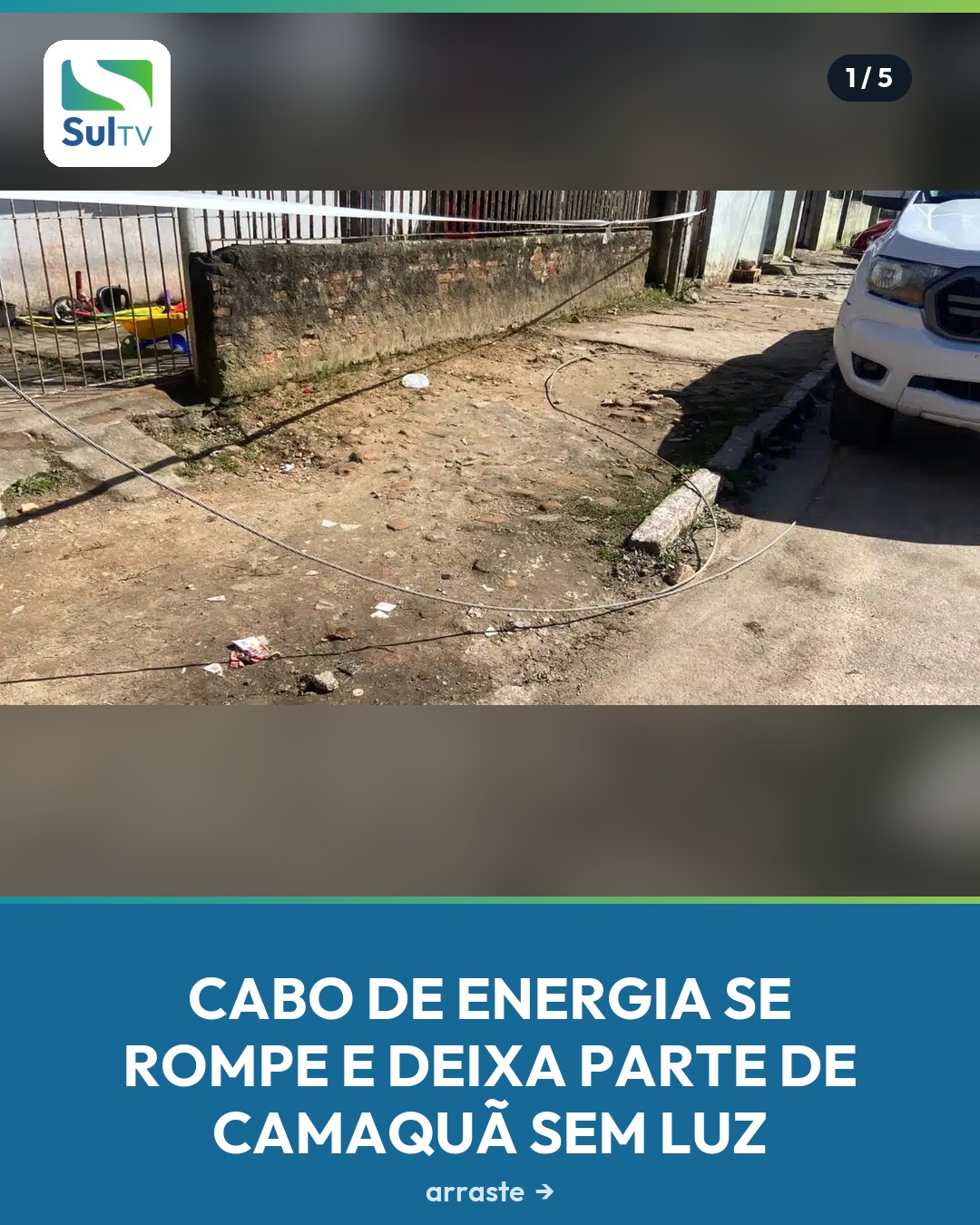 Moradores de Camaquã relataram susto na tarde desta segunda-feira (14) após o rompimento de um cabo de energia elétrica…