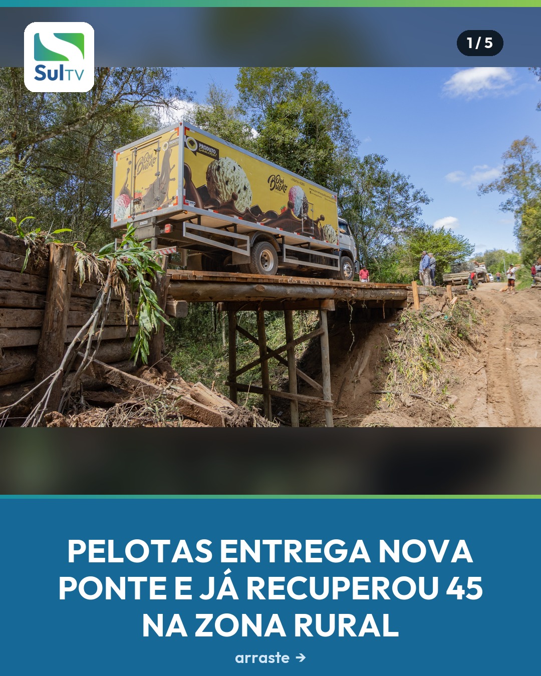 Nova travessia liberada na zona rural de Pelotas: a Ponte do Arco-Íris, que liga as colônias Triunfo e Rincão da Cruz, …