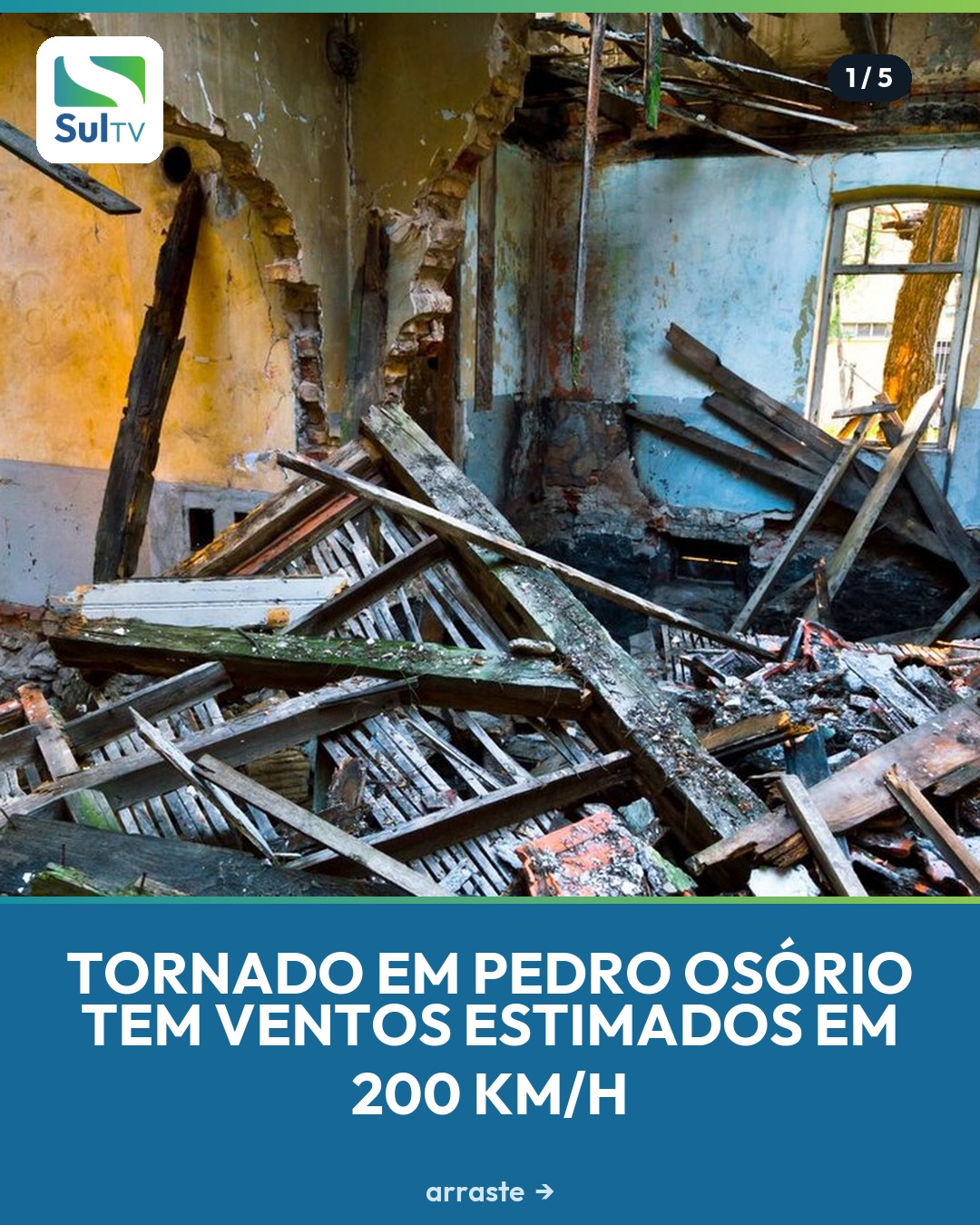 Um tornado com ventos estimados em até 200 km/h atingiu a zona rural de Pedro Osório na quinta-feira (6) e deixou um ra…