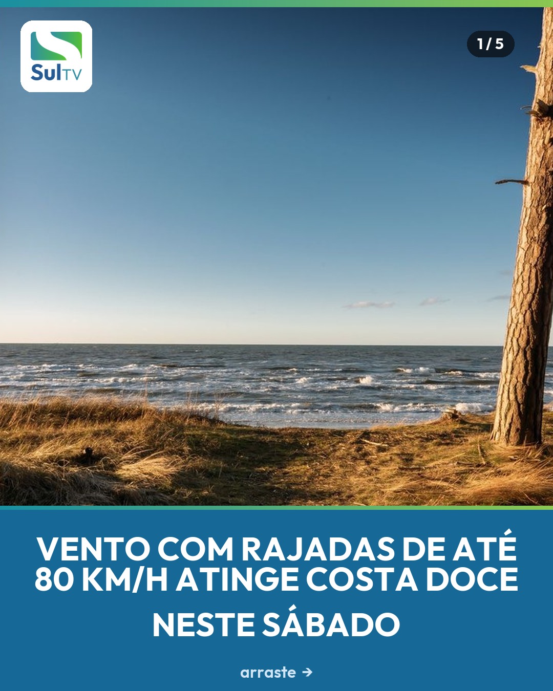Vento forte a muito forte chega à Costa Doce neste sábado, com rajadas que podem passar de 80 km/h na faixa litorânea e…