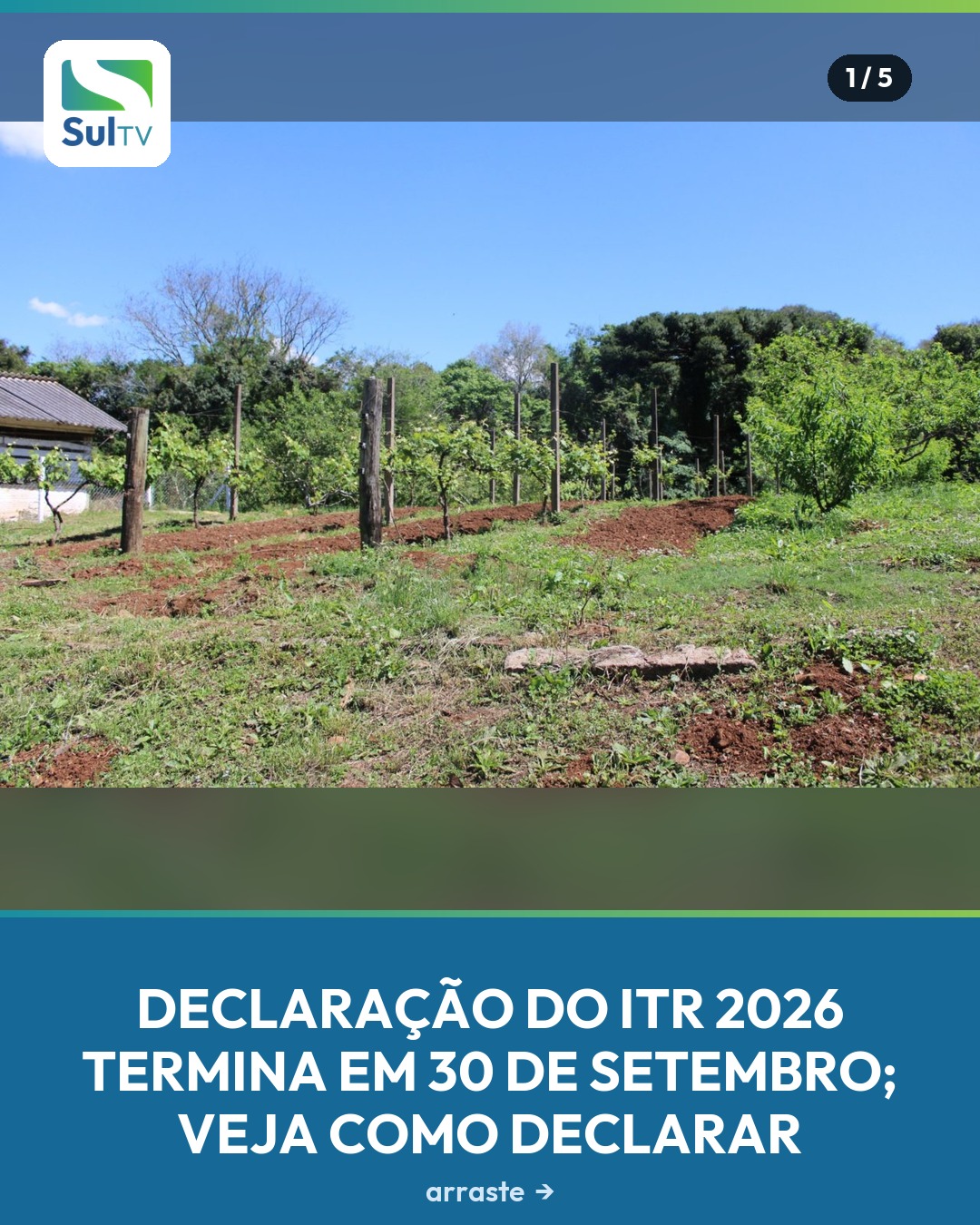 Produtores rurais da Costa Doce têm menos de uma semana para enviar o documento e evitar multa por atraso